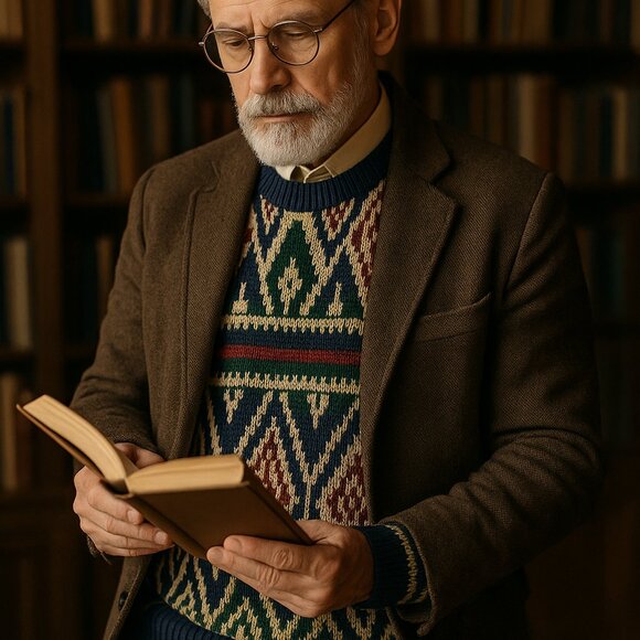 🧥 Vintage Stoneriver Outfitters Geometric Knit Sweater (Made in Korea) - Picture 1 of 14